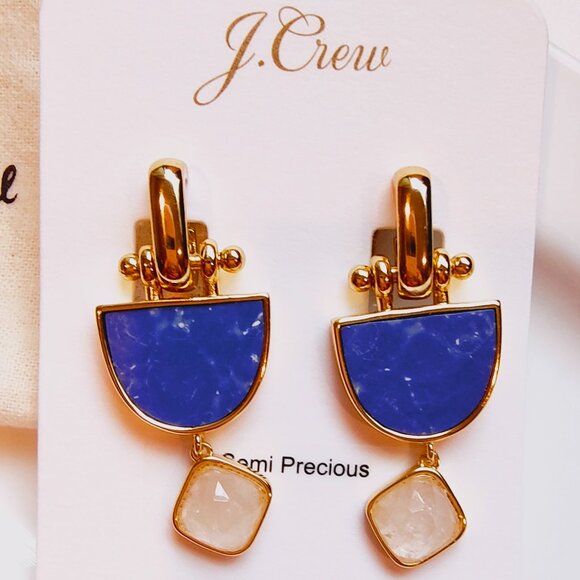 J.CREW GOBLET STONE DROP EARRINGS BLUE - Picture 4 of 9